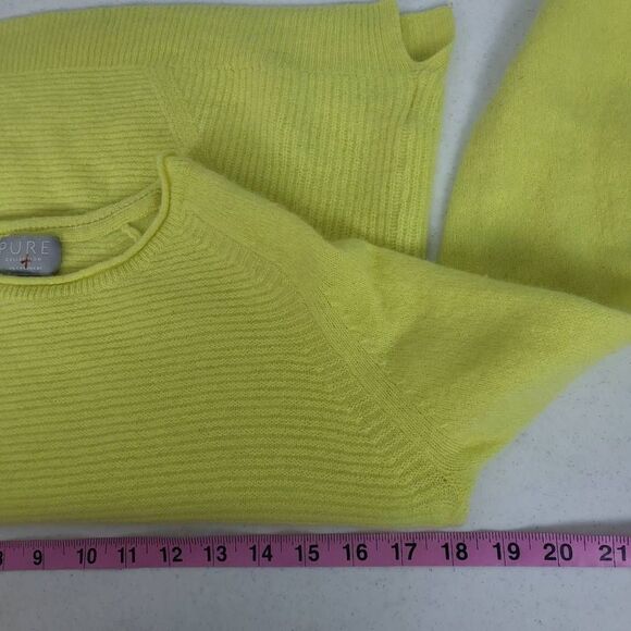 Pure Collection Womens 8/10 Medium 100% Cashmere Sweater Yellow Pullover - Picture 5 of 6